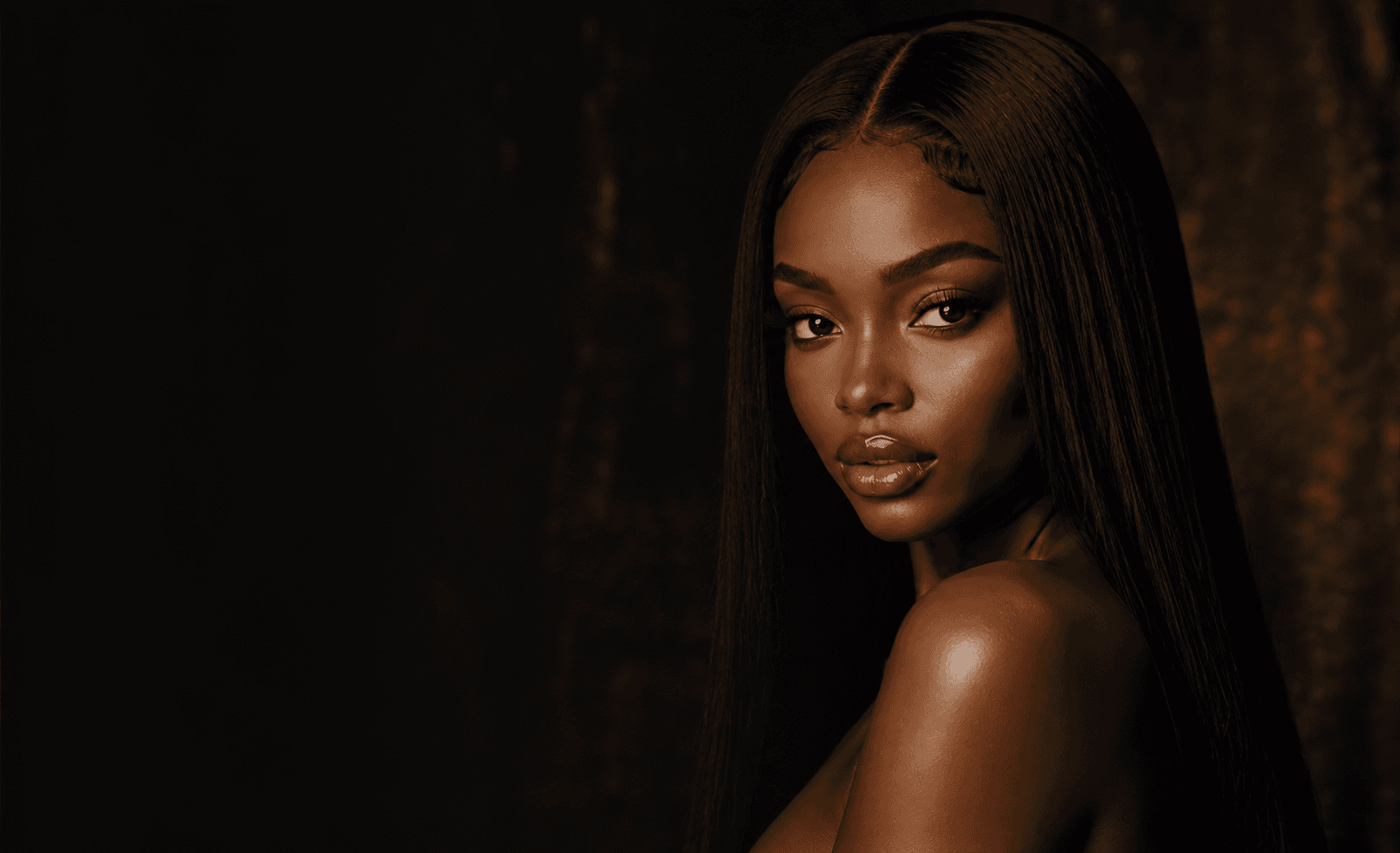 Model wearing the Silk Press Straight Lace Wig