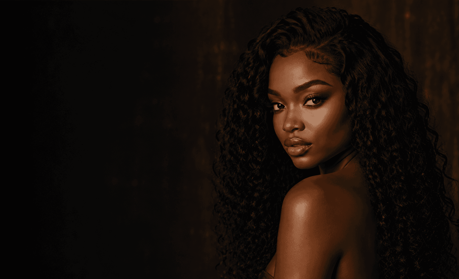 Model wearing the Deep Curly HD Lace Wig