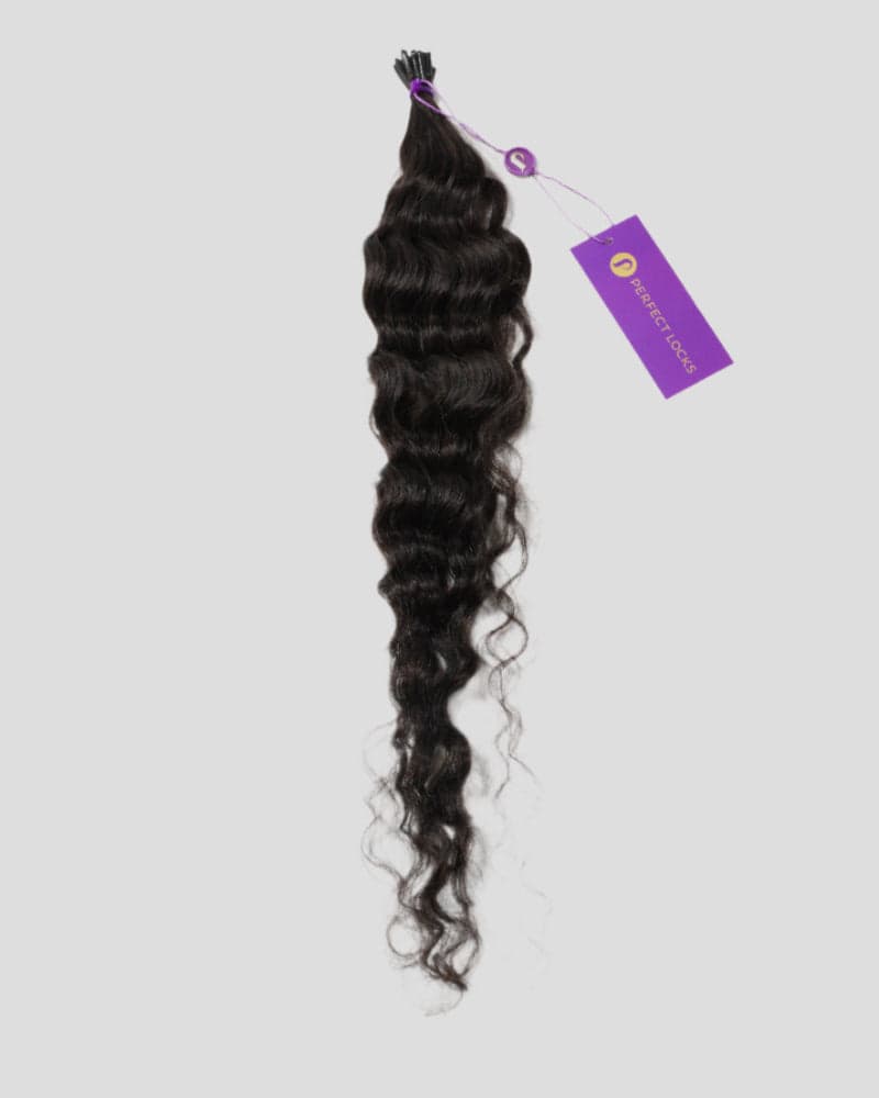 Reference image for Curly I-Tip Microlink Strands; exact specifications may differ