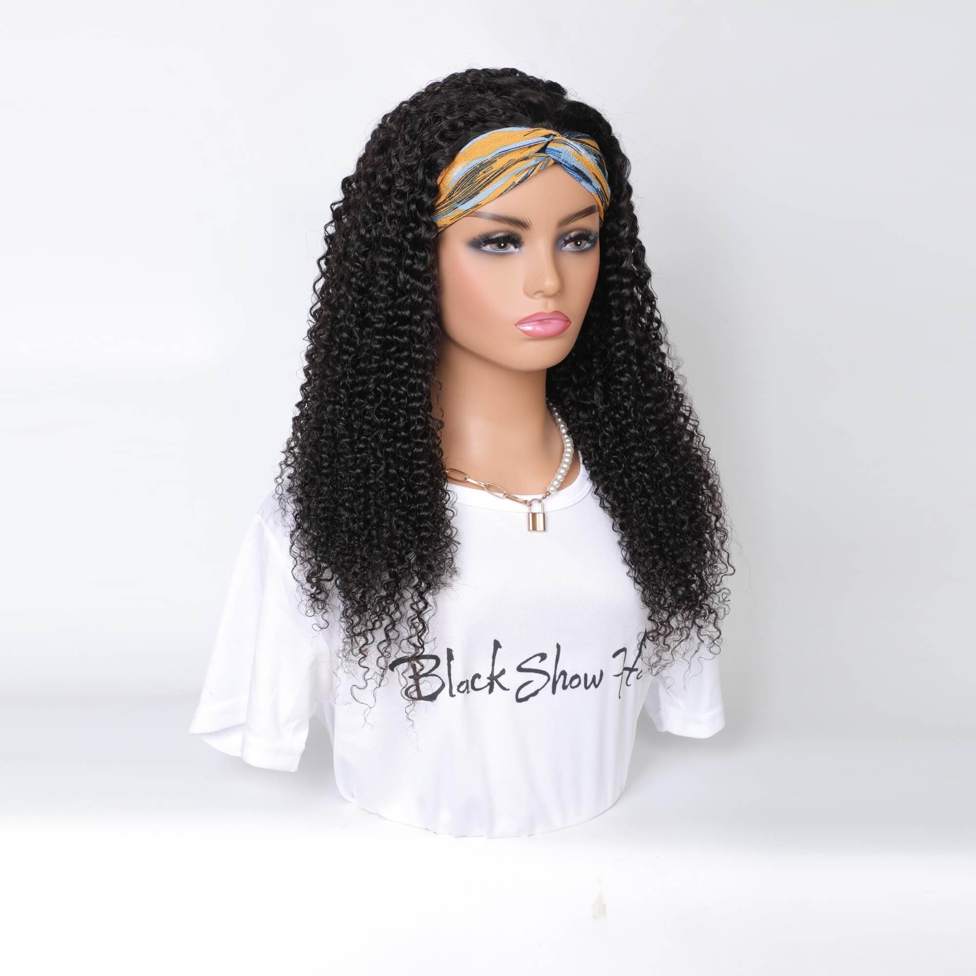 Reference image for Deep Curl Headband Wig; exact specifications may differ