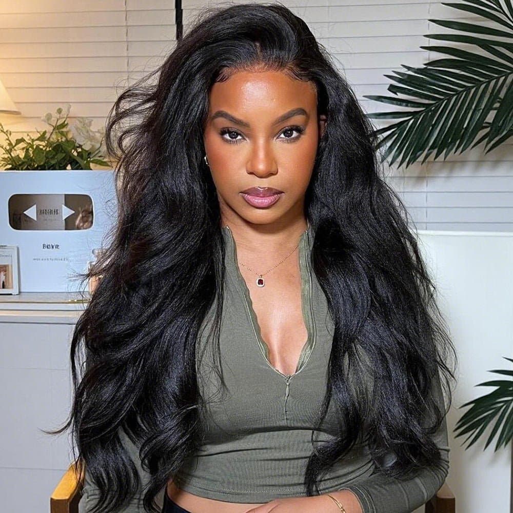 Reference image for Long Kinky Straight Wig; exact specifications may differ